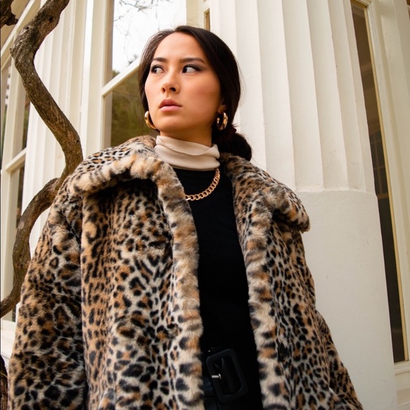 The Kooples Paris leopard Faux Fur Coat jacket - Picture 8 of 11